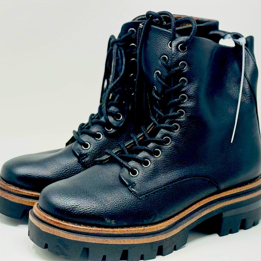 Kork-Ease Black Leather Combat Boots